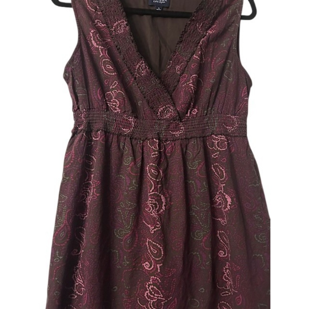 SONOMA Dress L Burgundy Paisley‎ Sleeveless Romantic Earthy Boho Cottagecore - Picture 14 of 16